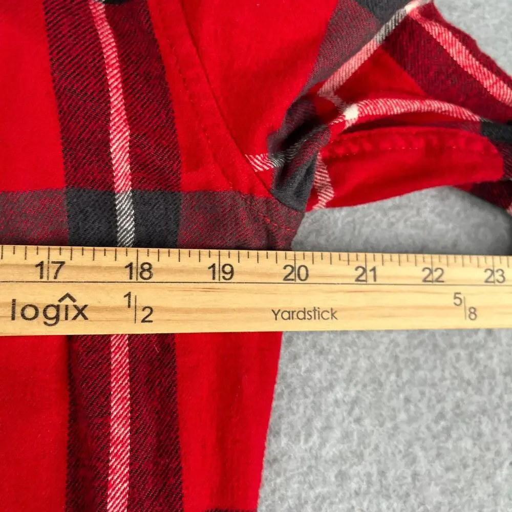 Vans Shirt Small Red Black Plaid Flannel Casual Button Up Long Sleeve Mens